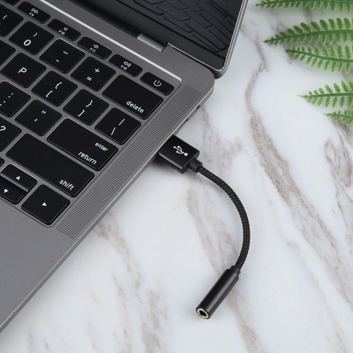 USB Male to 3.5mm Female Weave Texture Audio Adapter(Black)