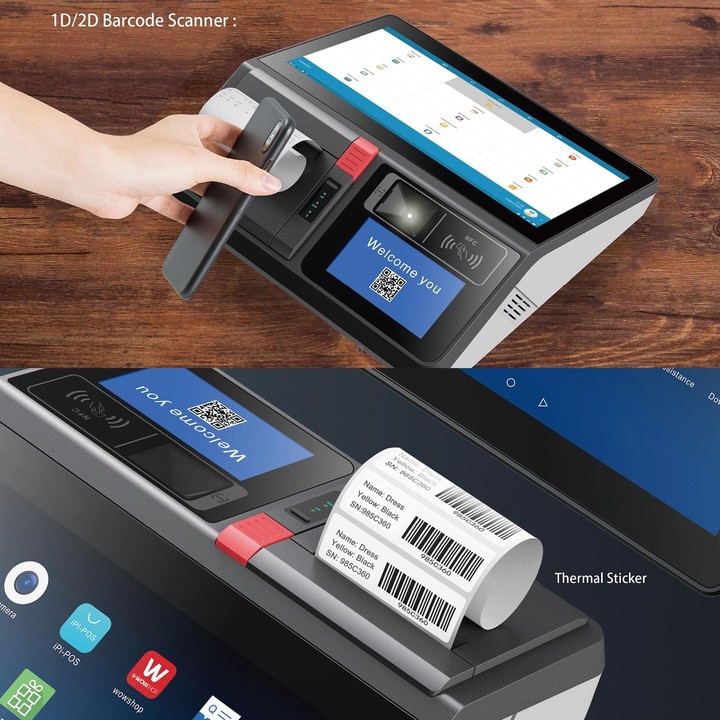 SGT-116 11.6 inch Capacitive Touch POS Terminal Cash Register, 4GB+128GB, Intel Celeron J4125 Win10 Pro(AU Plug)
