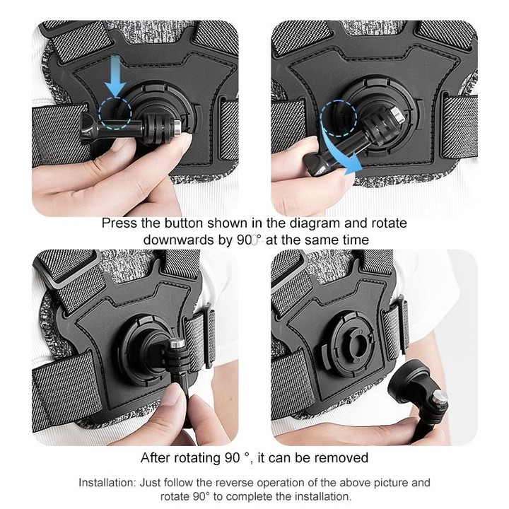 4 in 1 Adjustable Body Mount Belt Chest Strap with Mount & Screw(Grey)