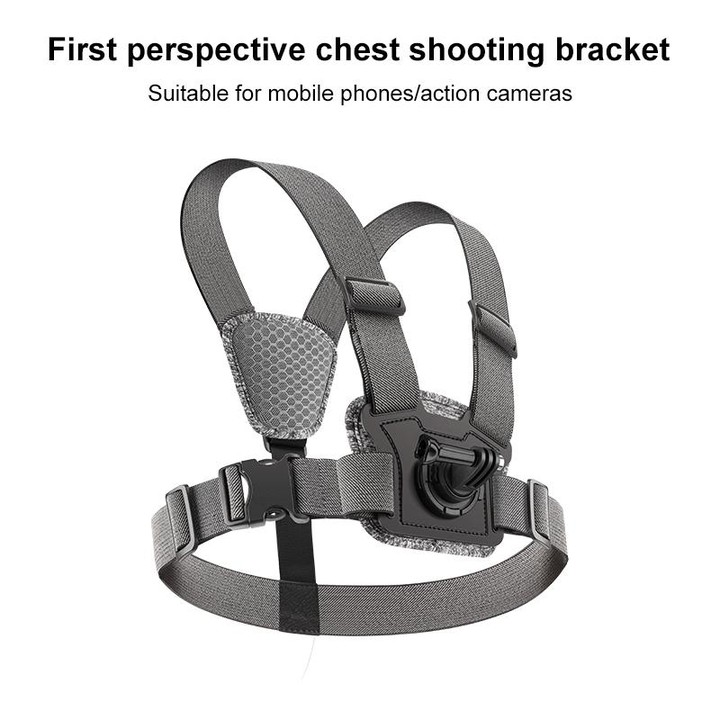 3 in 1 Adjustable Body Mount Belt Chest Strap with Mount & Screw(Grey)