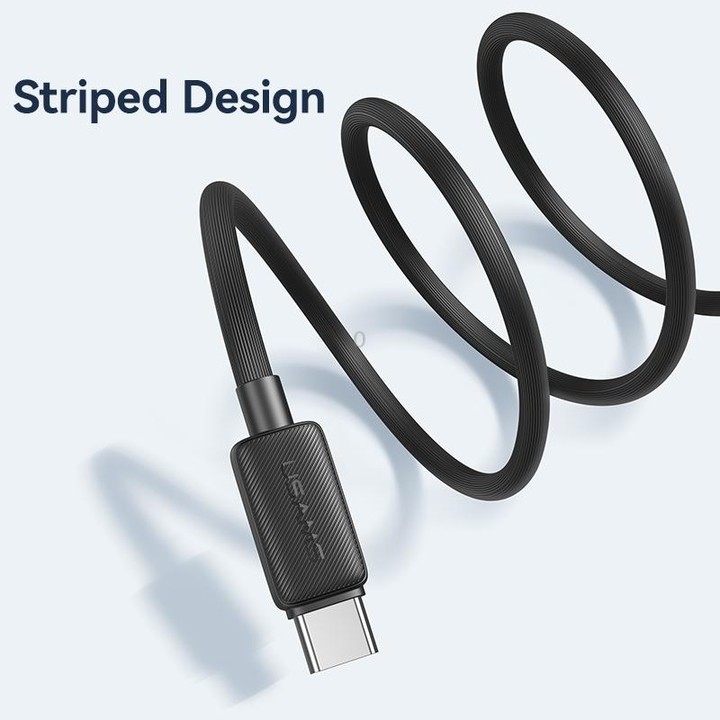 USAMS US-SJ688 USB to USB-C / Type-C 3A Striped Fast Charge Data Cable, Length:1m(White)