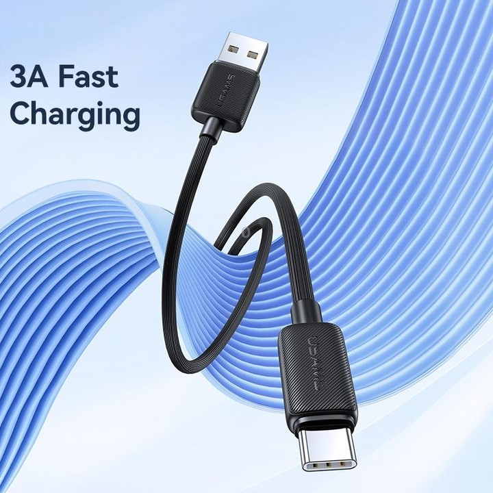USAMS US-SJ693 USB to USB-C / Type-C 3A Striped Fast Charge Data Cable, Length:2m(Pink)
