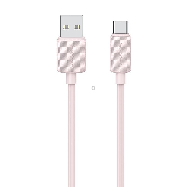 USAMS US-SJ693 USB to USB-C / Type-C 3A Striped Fast Charge Data Cable, Length:2m(Pink)