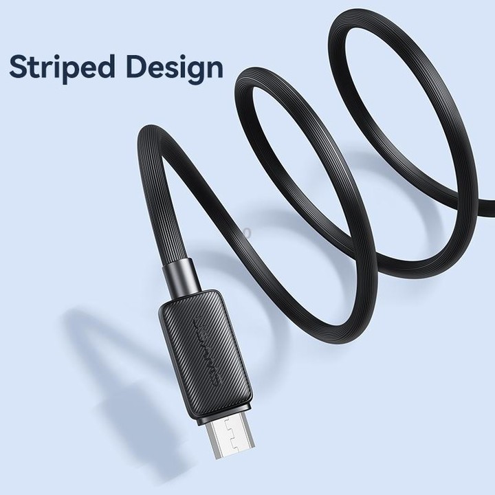 USAMS US-SJ690 USB to Micro USB 2A Striped Fast Charge Data Cable, Length:1m(Blue)
