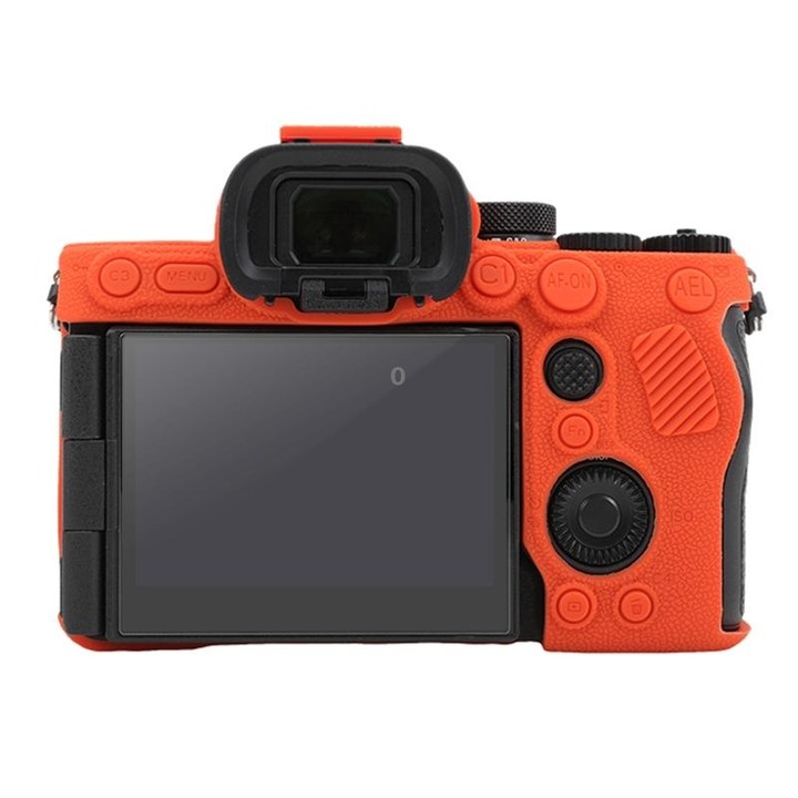For Sony ILCE7RM5 / A7R5 Litchi Texture Soft Silicone Protective Case(Orange)
