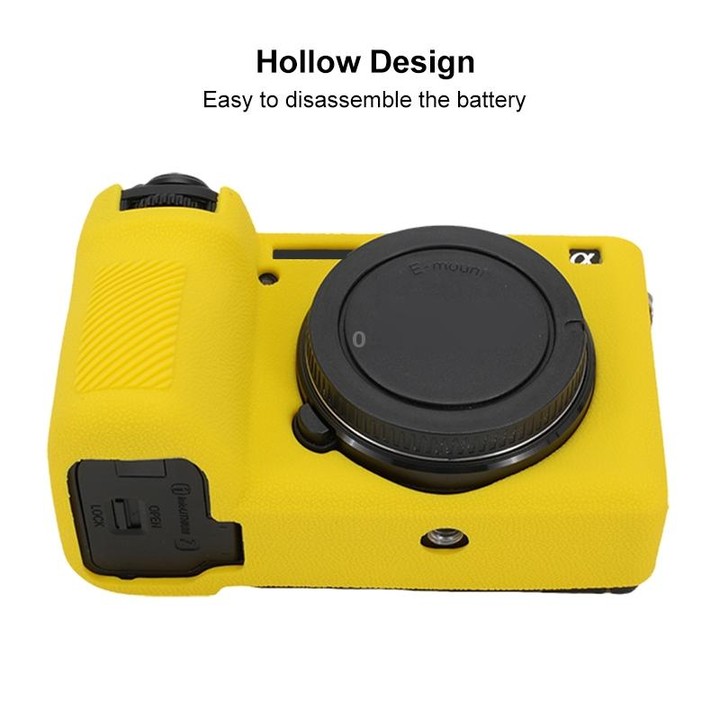 For Sony ILCE-6700 / A6700 Litchi Texture Soft Silicone Protective Case(Yellow)