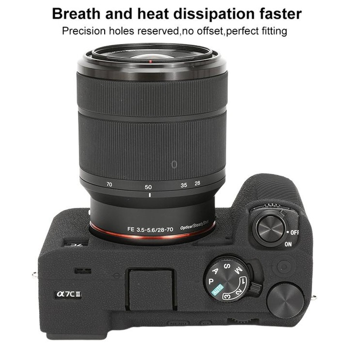 For Sony ILCE-7CM2 / A7C II / A7CR Litchi Texture Soft Silicone Protective Case(Black)