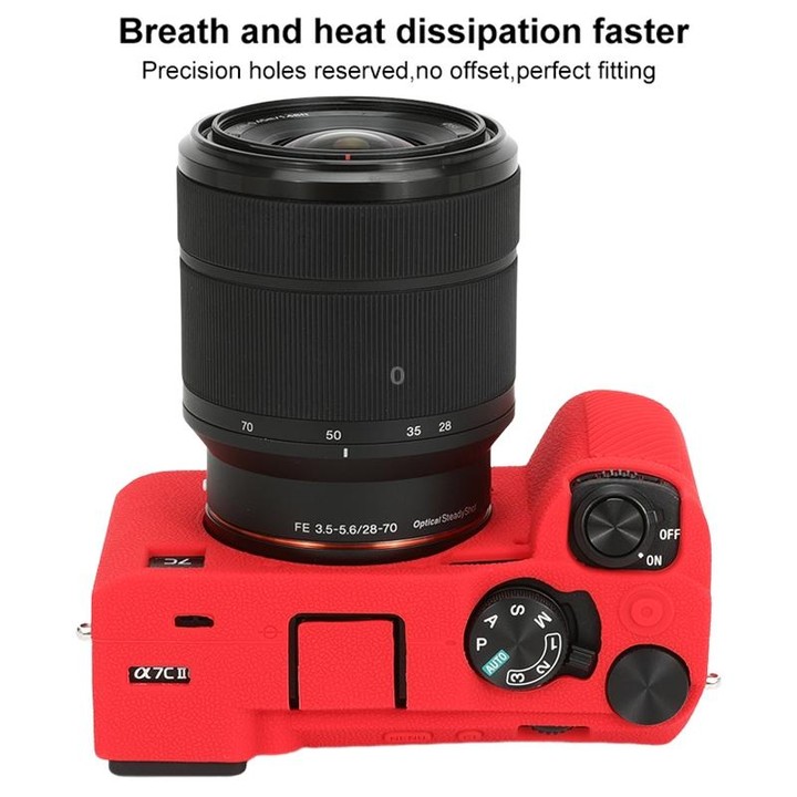 For Sony ILCE-7CM2 / A7C II / A7CR Litchi Texture Soft Silicone Protective Case(Red)