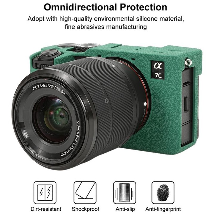 For Sony ILCE-7CM2 / A7C II / A7CR Litchi Texture Soft Silicone Protective Case(Green)