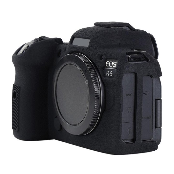 For Canon EOS R6 Mark II Litchi Texture Soft Silicone Protective Case(Black)