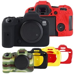 For Canon EOS R6 Mark II Litchi Texture Soft Silicone Protective Case(Black)