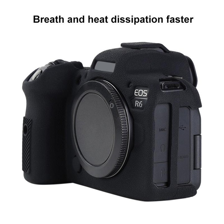 For Canon EOS R6 Mark II Litchi Texture Soft Silicone Protective Case(Black)