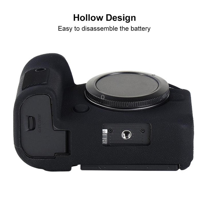 For Canon EOS R6 Mark II Litchi Texture Soft Silicone Protective Case(Black)