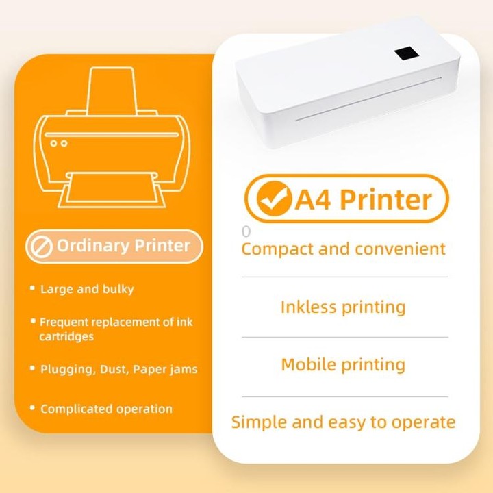 A4LE Portable Bluetooth HD Thermal Printer for Home Office Study(EU Plug)