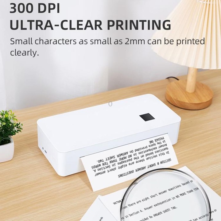 A4LE Portable Bluetooth HD Thermal Printer for Home Office Study(EU Plug)