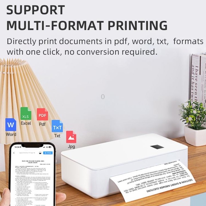 A4LE Portable Bluetooth HD Thermal Printer for Home Office Study(UK Plug)