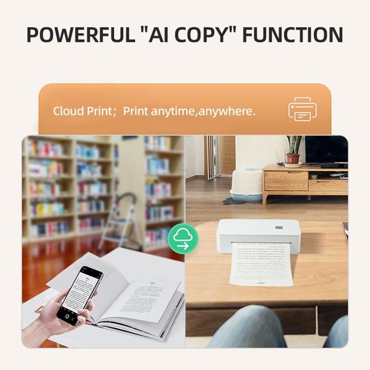 A4LE Portable Bluetooth HD Thermal Printer for Home Office Study(UK Plug)