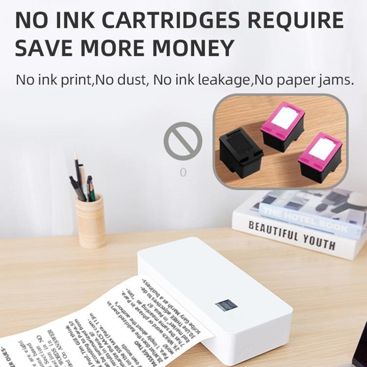 A4LE Portable Bluetooth HD Thermal Printer for Home Office Study(UK Plug)