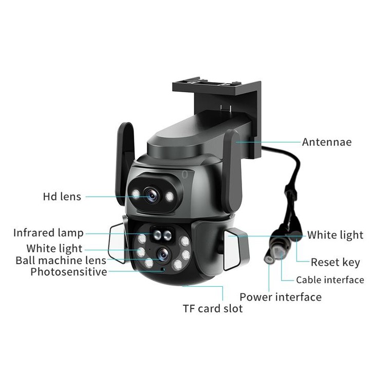 Q821 4MP Binocular Zoom Dual Light Source Outdoor IP67 Waterproof WiFi Camera(US Plug)