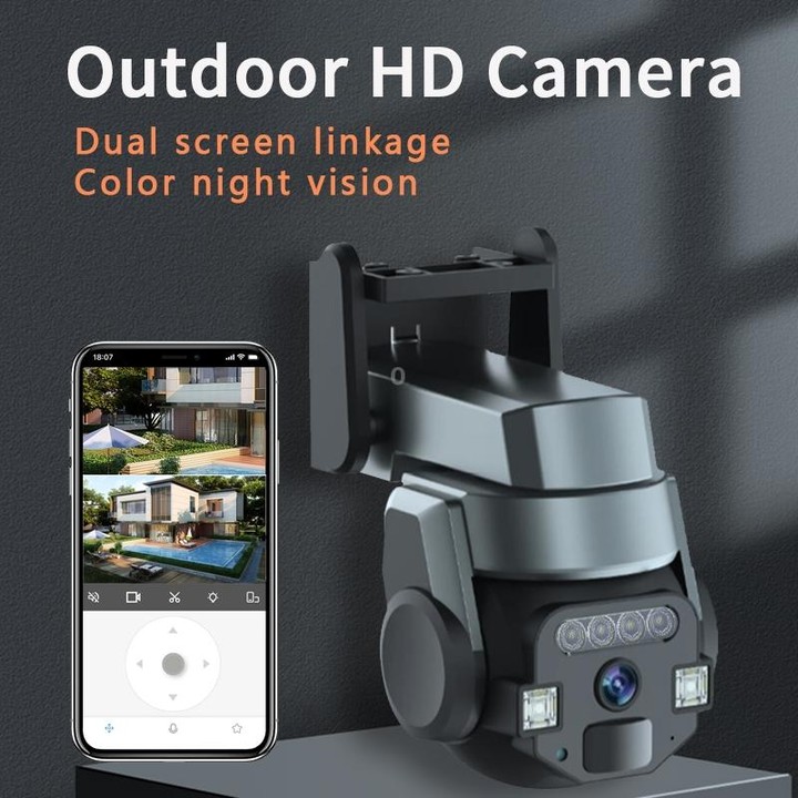 CF-Q812ES 5MP Two-way Voice Outdoor IP66 Waterproof WiFi Camera, Plug Type:US Plug(Grey)