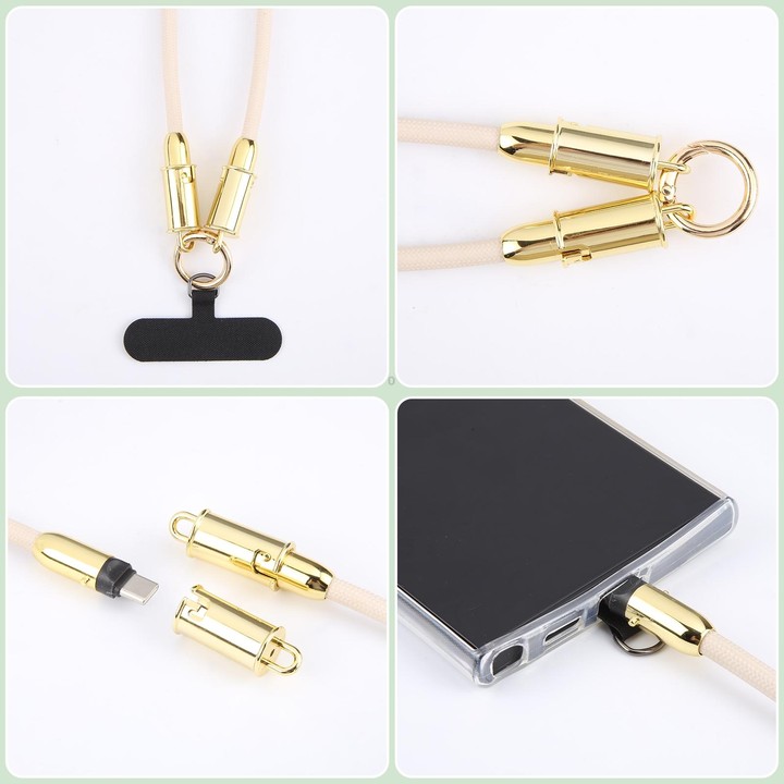 Type-C to Type-C Braid Data Cable Phone Anti-lost Crossbody Lanyard, Length: 1.2m(Khaki)