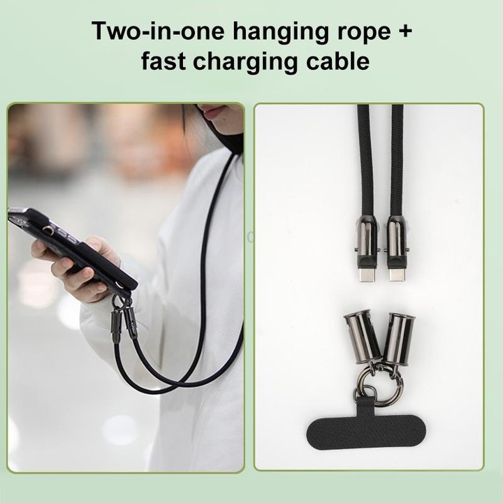 Type-C to Type-C Braid Data Cable Phone Anti-lost Crossbody Lanyard, Length: 1.2m(Black)