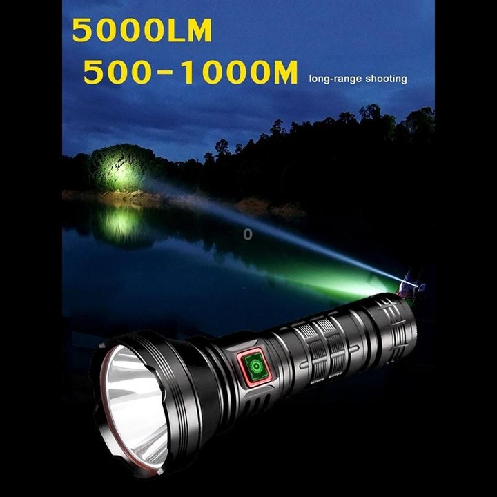 812-BT90 50W Spotlight 3000LM USB Rechargeable LED Flashlight(Black)