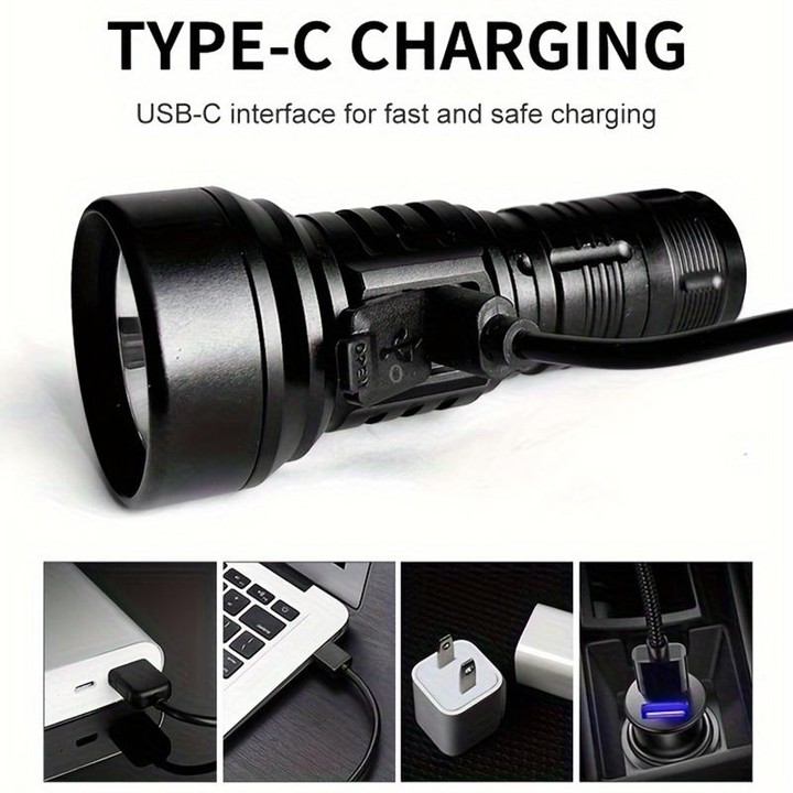 829 T40 1000LM USB Rechargeable LED Flashlight Not Battery(Black)