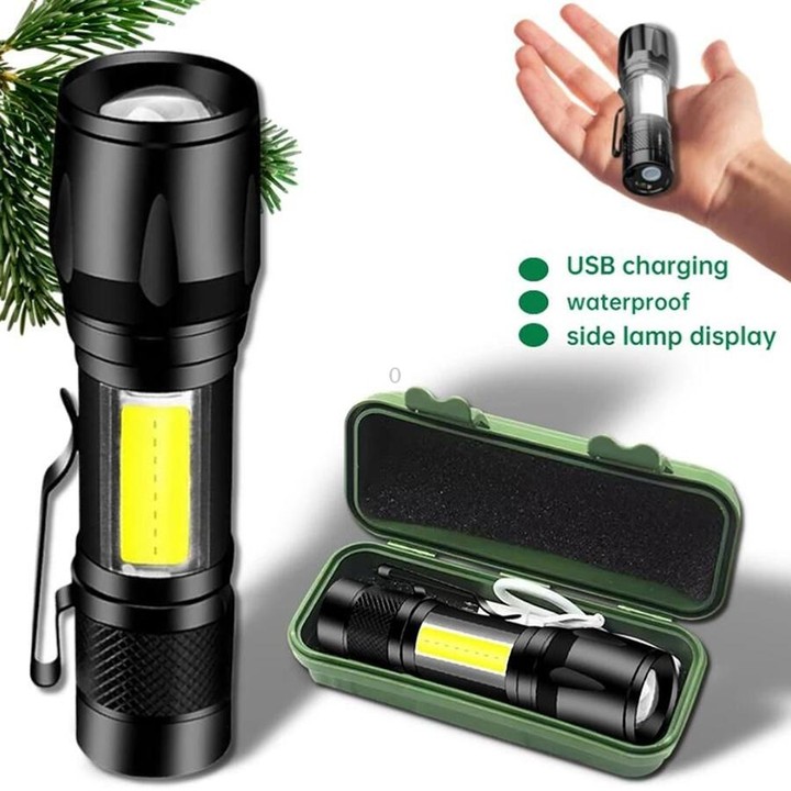 A10 Mini 395nm Ultraviolet Ray Detection Lamp COB Flashlight(Black)