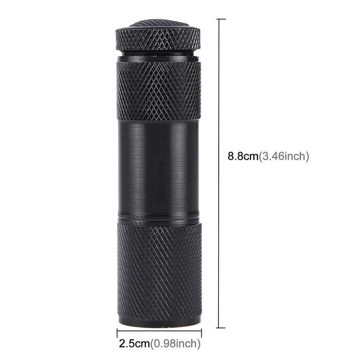 Mini 9 LEDs 395nm Ultraviolet Ray Detection Flashlight(Black)