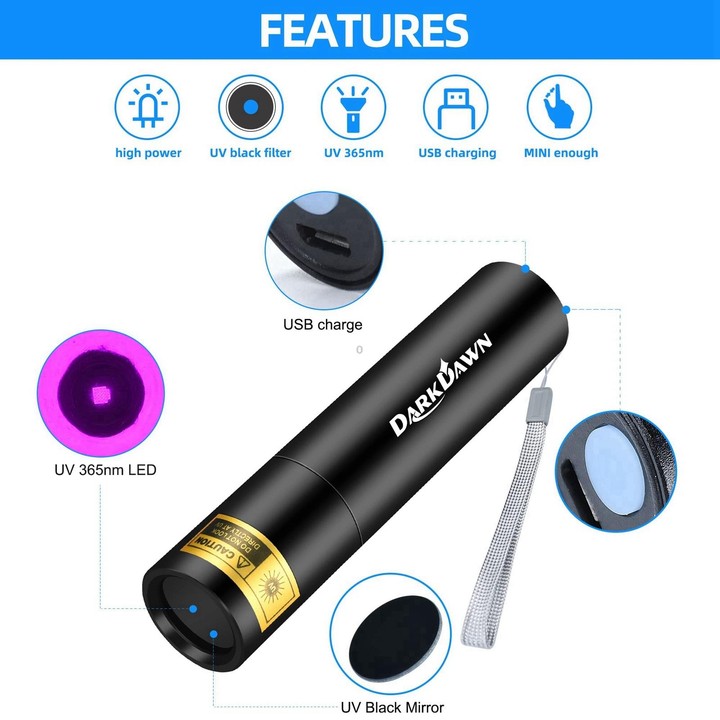 V4-365 Black Lens 365nm Ultraviolet Ray Detection Flashlight(Black)