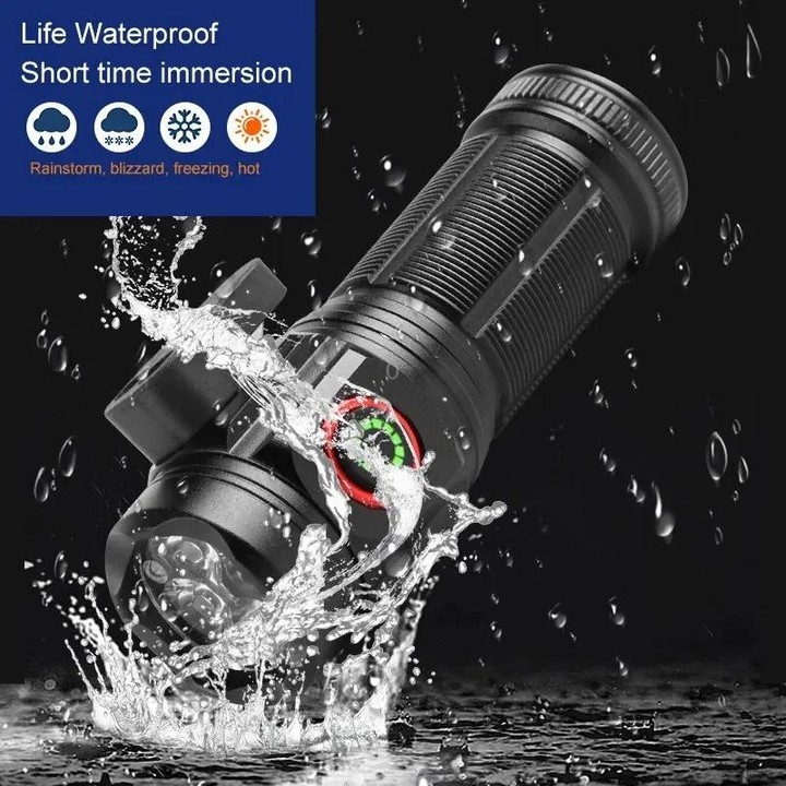 W5183 4 LEDs Highlight Mini Rechargeable Flashlight(Black)