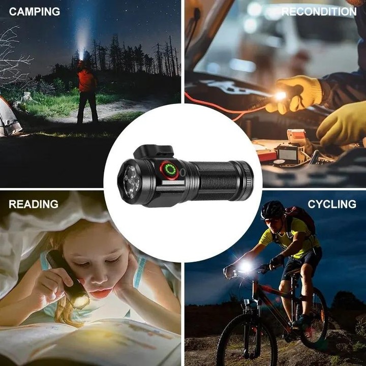 W5183 4 LEDs Highlight Mini Rechargeable Flashlight(Black)