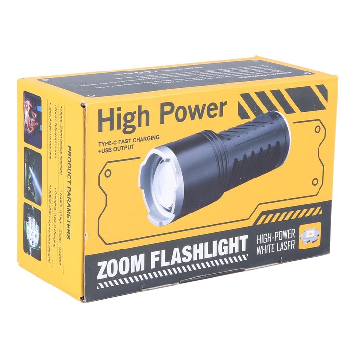 S2302 30W 1600LM High Power Telescopic Zoom Flashlight(Black)