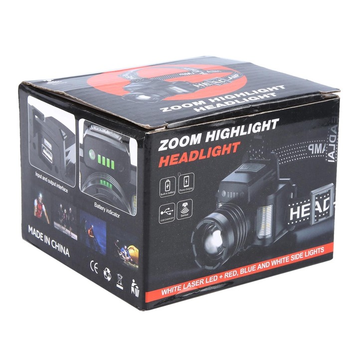 HL-03 Intelligent Induction Zoom Headlight Work Light(Black)