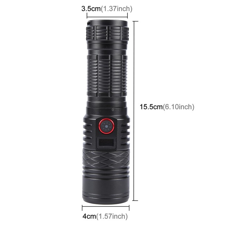 816 20W Spotlight 2000LM Telescopic Zoom LED Flashlight(Black)