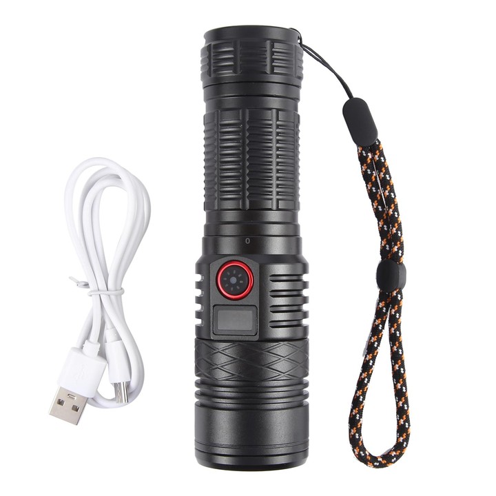816 20W Spotlight 2000LM Telescopic Zoom LED Flashlight(Black)