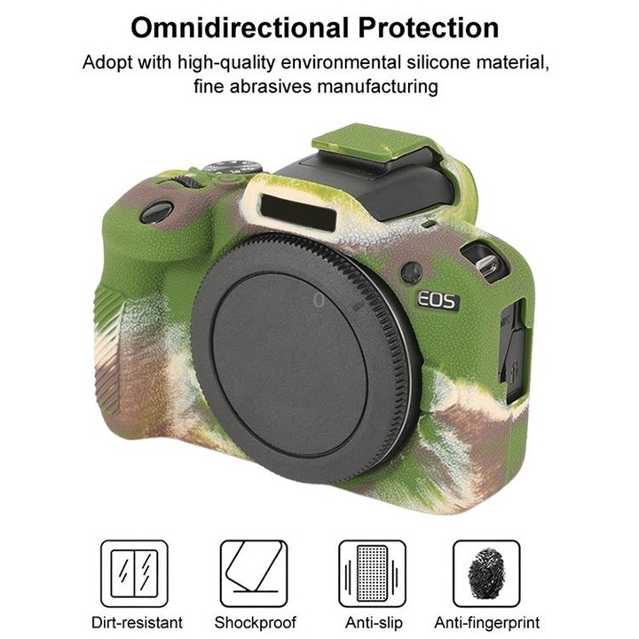 For Canon EOS R100 Litchi Texture Soft Silicone Protective Case(Camouflage)