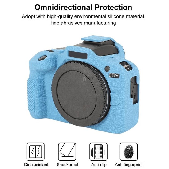 For Canon EOS R100 Litchi Texture Soft Silicone Protective Case(Blue)