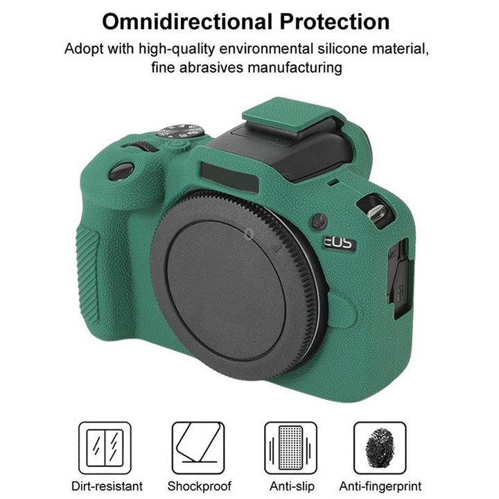 For Canon EOS R100 Litchi Texture Soft Silicone Protective Case(Green)