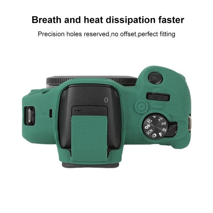 For Canon EOS R100 Litchi Texture Soft Silicone Protective Case(Green)