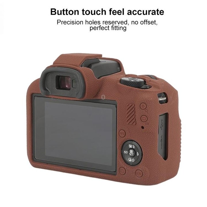 For Canon EOS R100 Litchi Texture Soft Silicone Protective Case(Coffee)