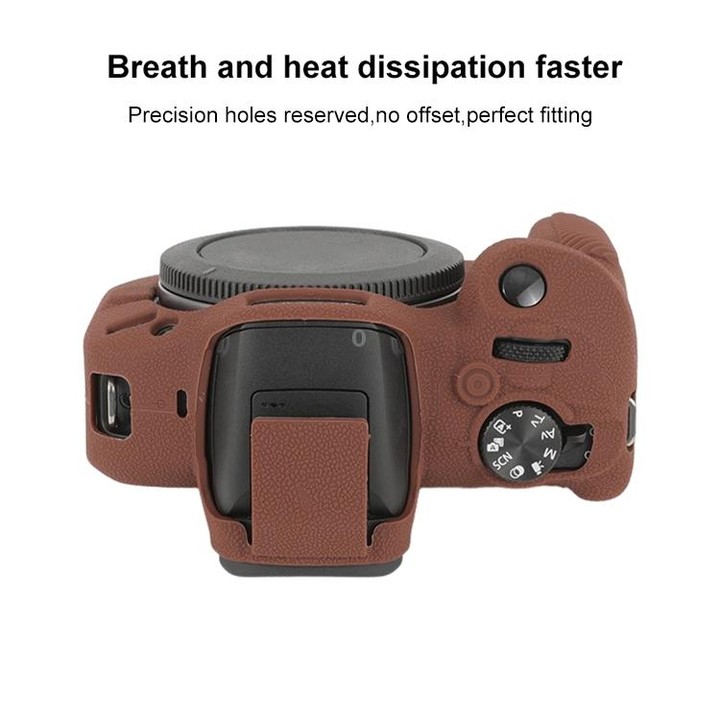 For Canon EOS R100 Litchi Texture Soft Silicone Protective Case(Coffee)