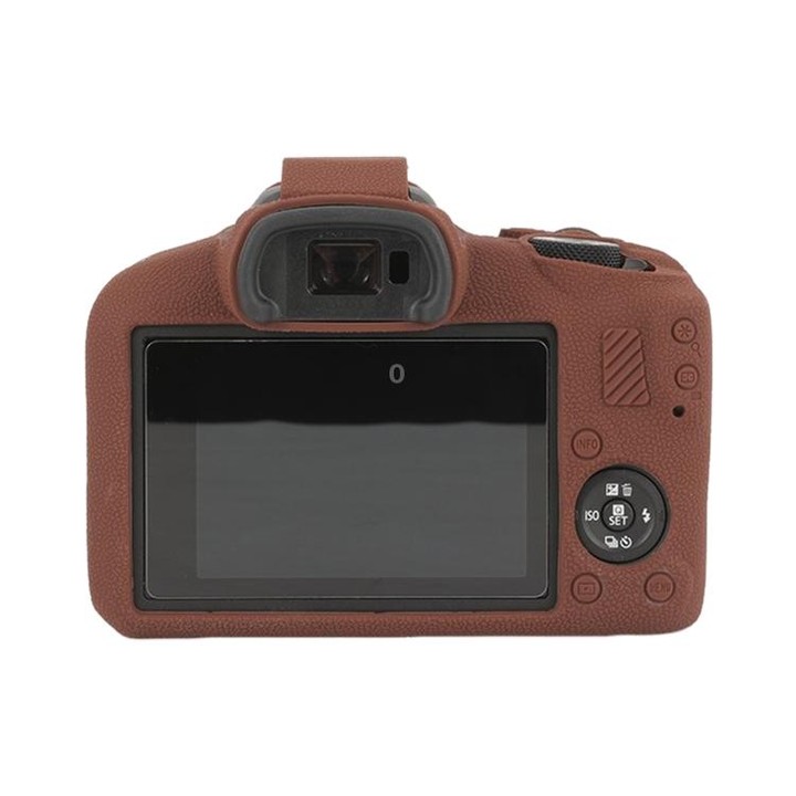 For Canon EOS R100 Litchi Texture Soft Silicone Protective Case(Coffee)