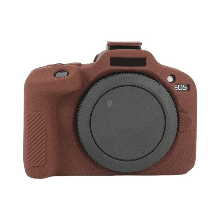 For Canon EOS R100 Litchi Texture Soft Silicone Protective Case(Coffee)