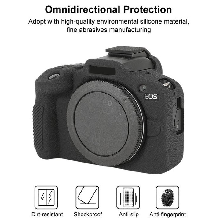 For Canon EOS R100 Litchi Texture Soft Silicone Protective Case(Black)