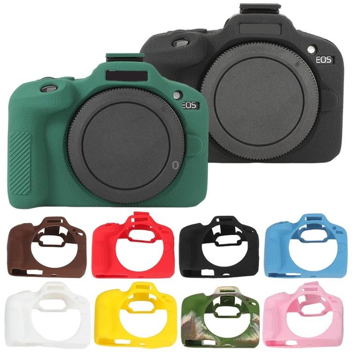 For Canon EOS R100 Litchi Texture Soft Silicone Protective Case(Yellow)