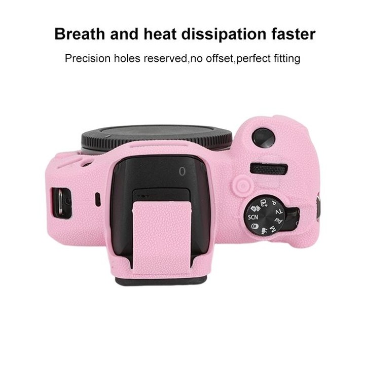 For Canon EOS R100 Litchi Texture Soft Silicone Protective Case(Pink)