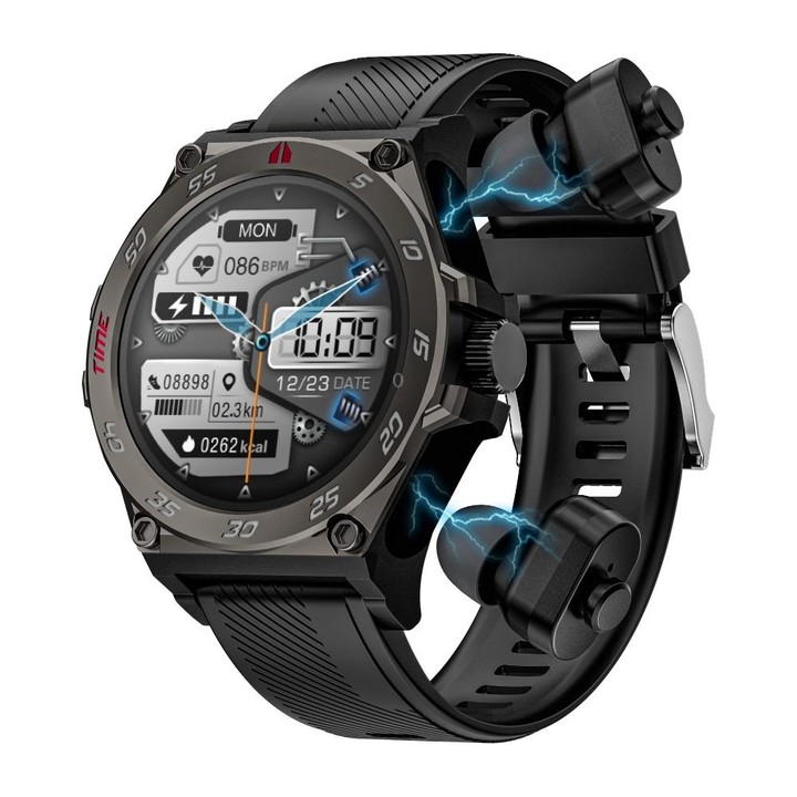 LC18 1.53 inch IP67 BT5.0 Sport Smart Watch with Earbuds, Support Bluetooth Call / Sleep / Blood Oxygen / Heart Rate / Blood Pre