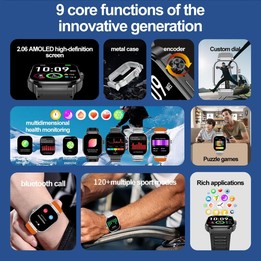 G40S 2.06 inch IP67 BT5.2 Sport Smart Watch, Support Bluetooth Call / Sleep / Blood Oxygen / Heart Rate / Blood Pressure Health
